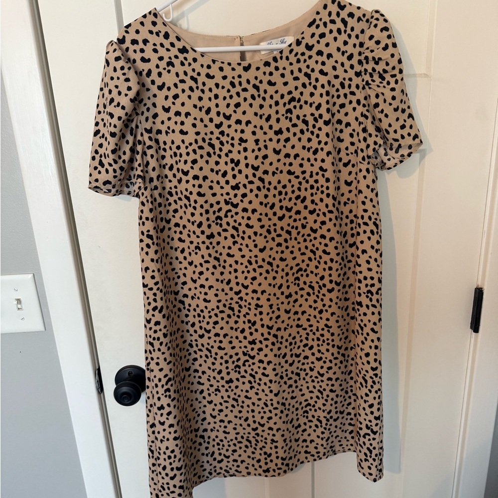 Tan and Black Leopard Dot Dress